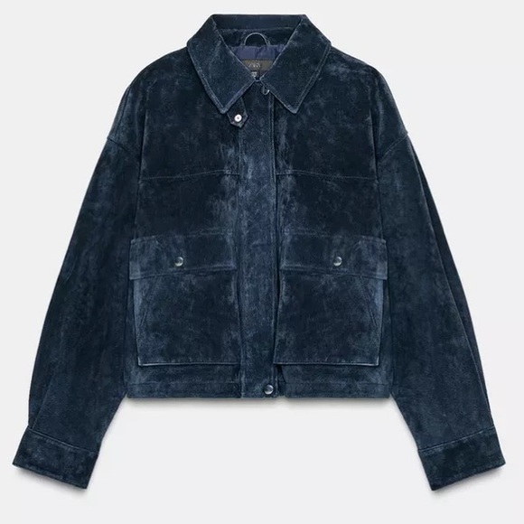 Zara 100% Leather Bomber Jacket